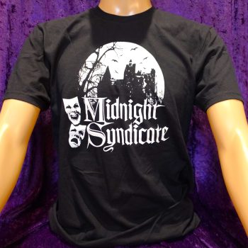 Midnight Syndicate black t-shirt with classic castle logo